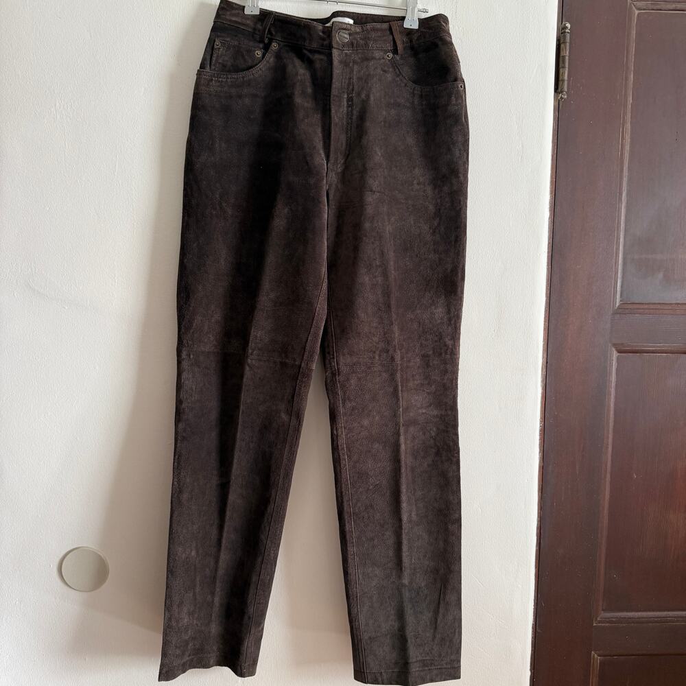 90s Vintage BAGATELLE | Brown Suede Straight Leg High Waist Pants | Size 8